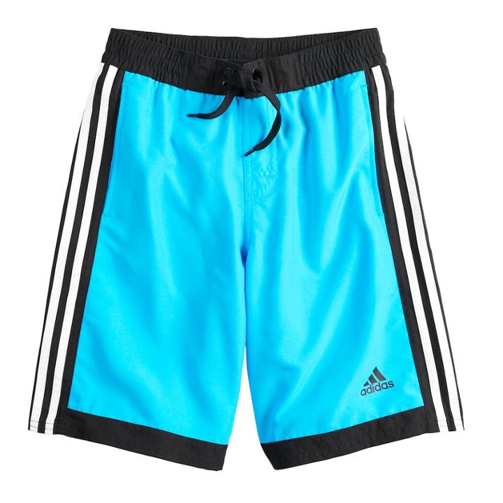 Boys 8-20 Adidas Core Iconic Swim Trunks, Size: Medium, Turquoise/blue (turq/aqua)