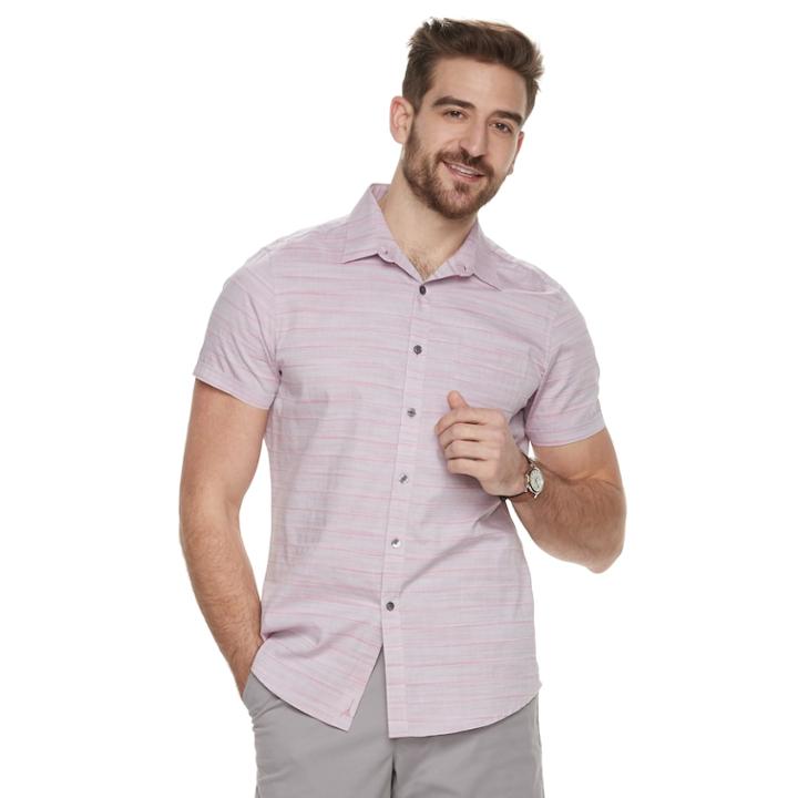 Men's Marc Anthony Slim-fit Resort Button-down Shirt, Size: Medium, Med Pink
