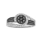 1/2 Carat T.w. Black & White Diamond 10k White Gold Swirl Ring, Women's, Size: 7