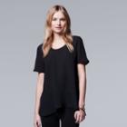 Women's Simply Vera Vera Wang Back Pleat Tee, Size: Xl, Black