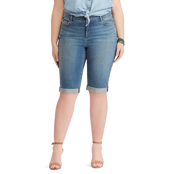 Plus Size Chaps Cuffed Denim Skimmer Shorts, Women's, Size: 22 W, Blue
