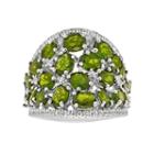 Sterling Silver Chrome Diopside & White Zircon Ring, Women's, Size: 6, Green