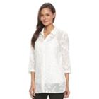 Women's Dana Buchman Sheer Embroidered Tunic Shirt, Size: Xl, White