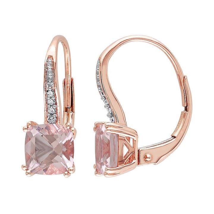 10k Rose Gold Morganite & Diamond Accent Drop Earrings, Women's, Pink