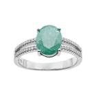 Sterling Silver Ice Cubic Zirconia Oval Ring, Women's, Size: 7, Green