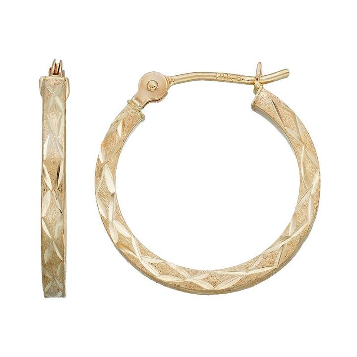 Forever 14k Textured Hoop Earrings, Women's