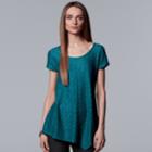 Women's Simply Vera Vera Wang Pucker Asymmetrical Hem Tee, Size: Small, Dark Blue