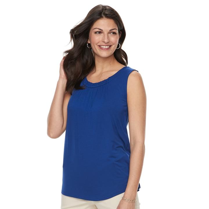 Women's Croft & Barrow&reg; Pleated Swing Tank, Size: Small, Dark Blue
