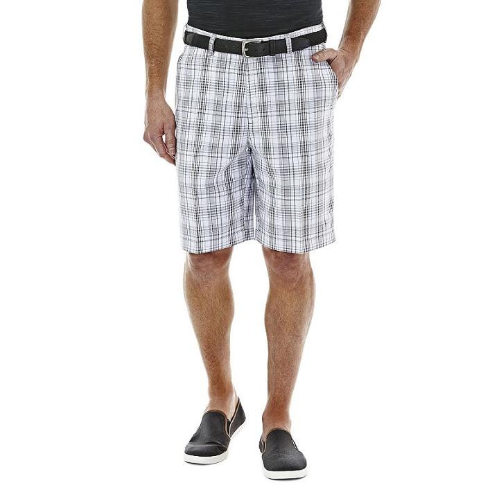 Men's Haggar&reg; Cool 18&reg; Plaid Performance Shorts, Size: 42, Med Grey