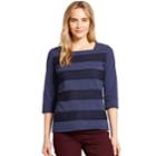 Women's Izod Lace-panel Top, Size: Small, Blue (navy)