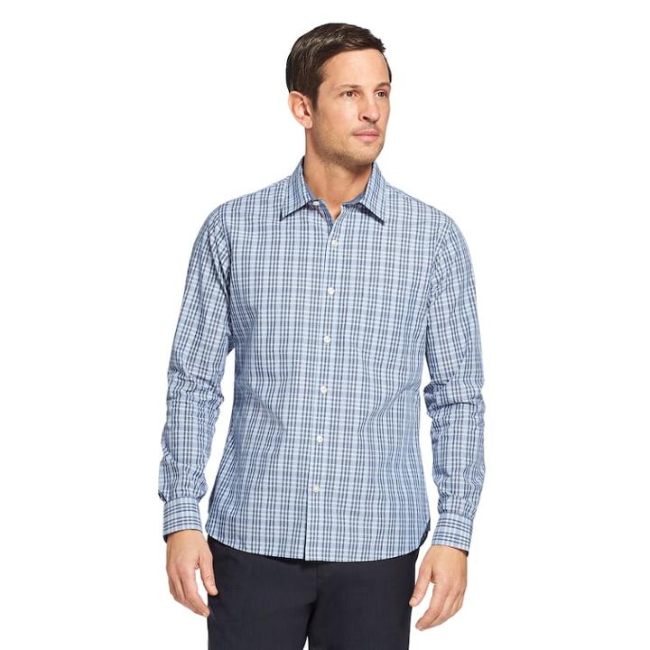 Men's Van Heusen Never Tuck Slim-fit Button-down Shirt, Size: Large, Light Blue