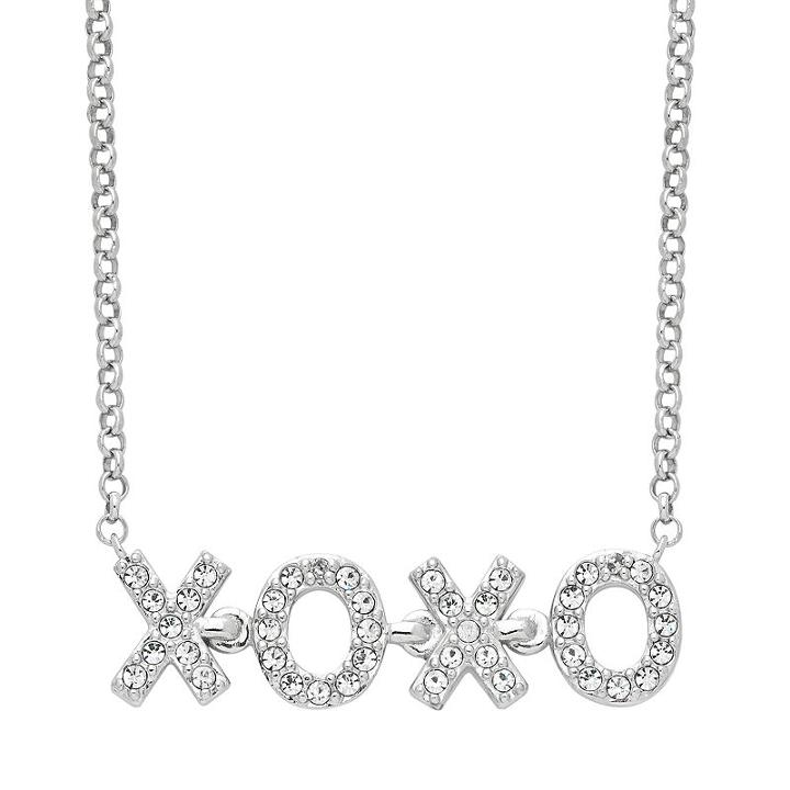 Diamond Splendor Sterling Silver Crystal Xo Necklace, Women's, Size: 18, White