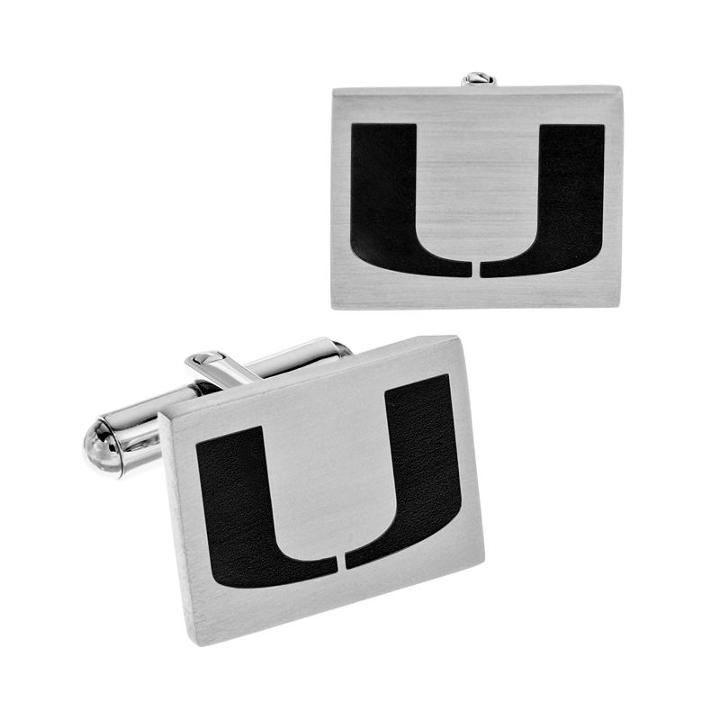 Fiora Stainless Steel Miami Hurricanes Team Logo Cuff Links, Men's, Multicolor