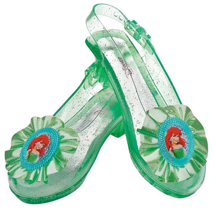 Disney Princess Ariel Kids Sparkle Costume Shoes, Girl's, Size: 11-12, Green