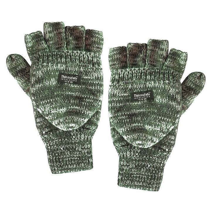 Quietwear Knit Convertible Flip-top Mittens - Men, Size: Large, Brown