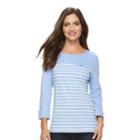 Women's Croft & Barrow&reg; Roll-cuff Tee, Size: Xxl, Blue (navy)