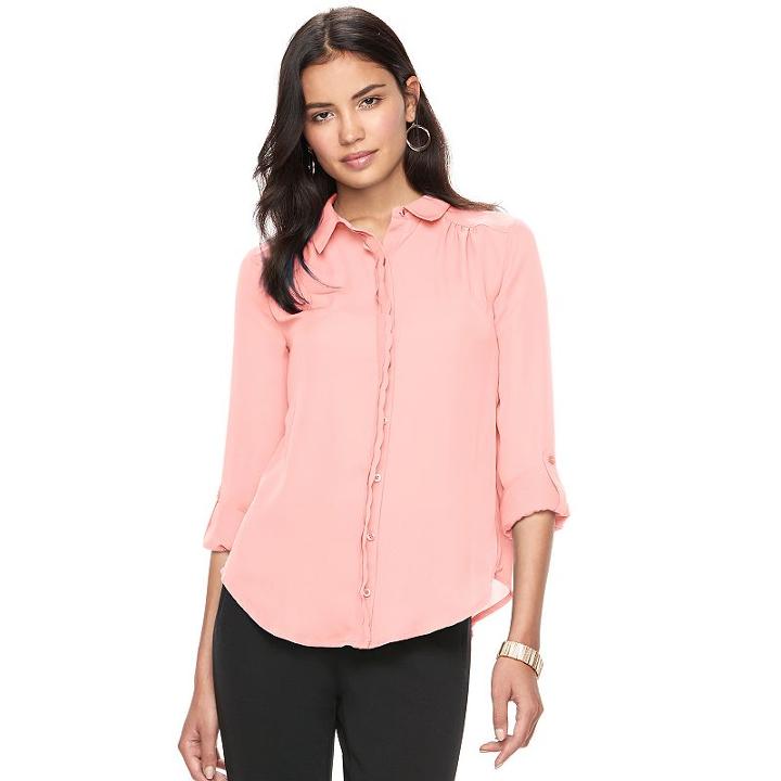Women's Elle&trade; Chiffon Blouse, Size: Xs, Lt Orange