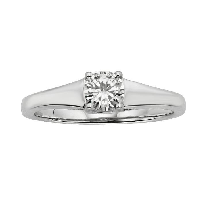 Forever Brilliant Round-cut Lab-created Moissanite Engagement Ring In 14k White Gold (1/2 Ct. T.w.), Women's, Size: 9