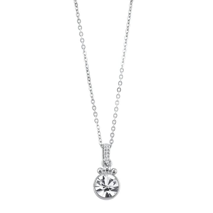 1928 Crystal Round Pendant Necklace, Women's, Size: 16, Grey