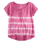 Girls Plus Size Mudd&reg; Lace-up Raglan Tie-dye Tee, Size: 16 1/2, Red