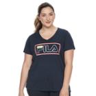 Plus Size Fila Sport&reg; Logo Graphic V-neck Tee, Women's, Size: 1xl, Black