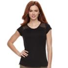 Women's Rock & Republic&reg; Inset Mesh Tee, Size: Xs, Black