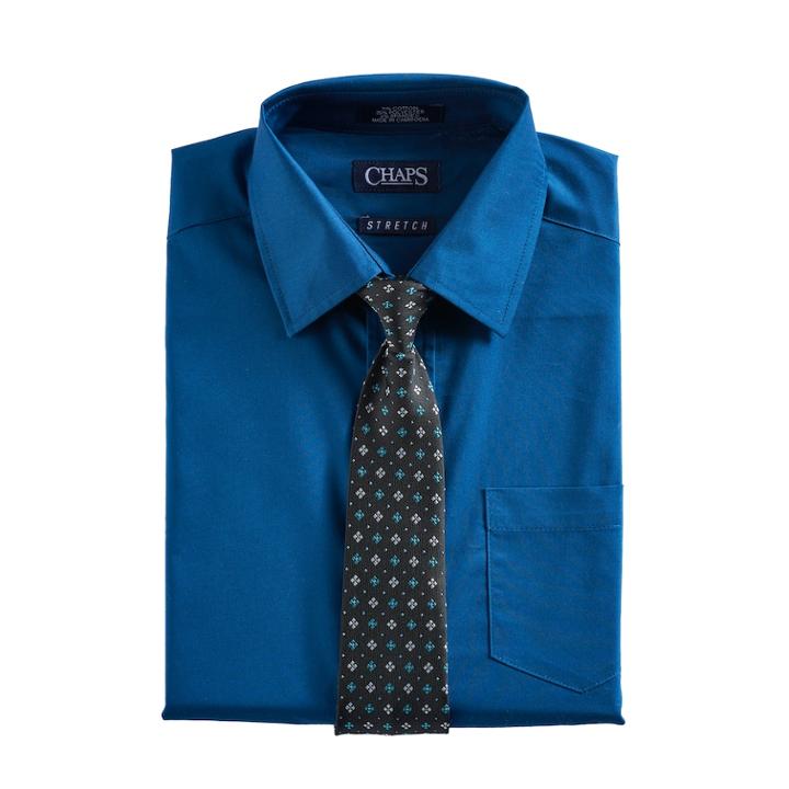 Boys 8-20 Chaps Shirt & Tie Set, Size: 10, Dark Blue