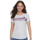 Juniors' About A Girl Striped State Tee, Size: Small, Light Grey