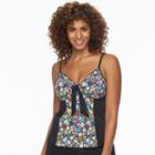 Women's A Shore Fit Tummy Slimmer Bow-front Tankini Top, Size: 8, Ovrfl Oth