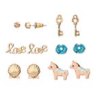 Mudd&reg; Love, Unicorn & Seashell Stud Earring Set, Women's, Gold