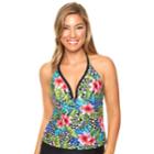 Women's Aqua Couture Bust Enhancer Tropical Push-up Halterkini Top, Size: Small, Amazon Queen