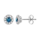 10k White Gold 1/3 Carat T.w. Blue & White Diamond Halo Stud Earrings, Women's