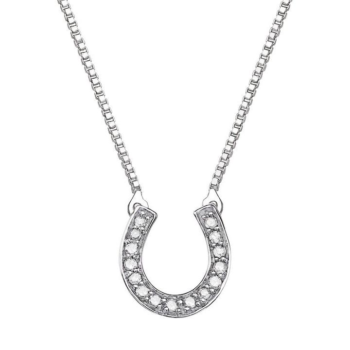 Sterling Silver Diamond Accent Horseshoe Necklace, Women's, Size: 18, White
