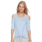 Women's Dana Buchman Cold-shoulder Tie-front Top, Size: Small, Light Blue