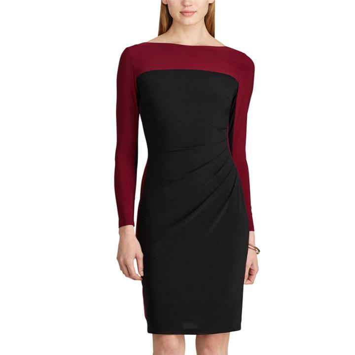 Women's Chaps Colorblock Jersey Dress, Size: Medium, Black
