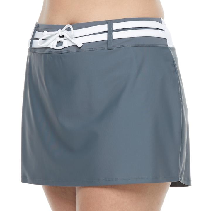 Plus Size Women's Free Country Colorblock Skirtini Bottoms, Size: 3xl, Grey