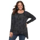 Plus Size World Unity Stud Sharkbite Top, Women's, Size: 3xl, Grey (charcoal)