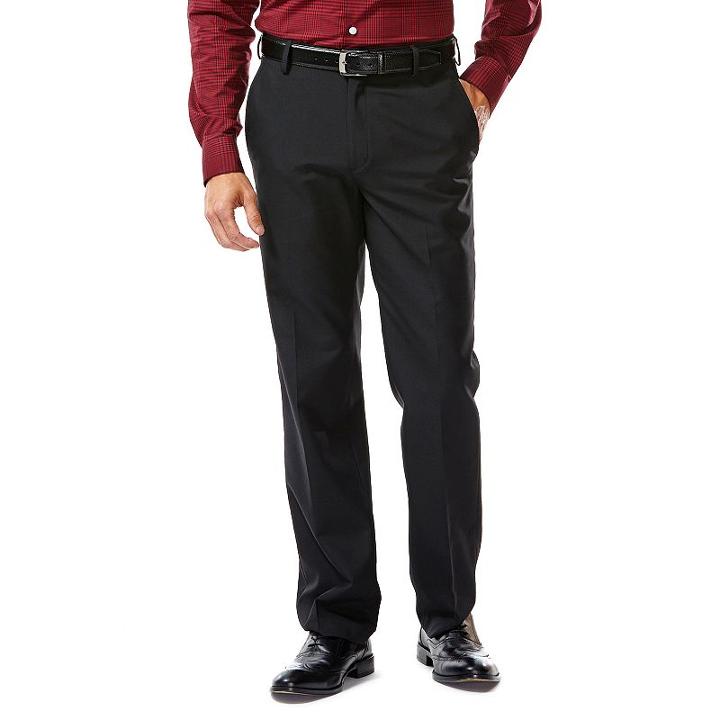 Men's Haggar&reg; Tailored-fit Solid Black Flat-front Suit Pants, Size: 36x30