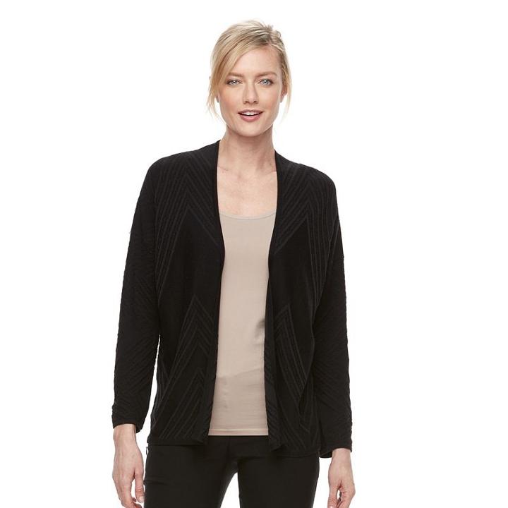 Women's Dana Buchman Textured Drop-shoulder Cardigan, Size: Large, Black
