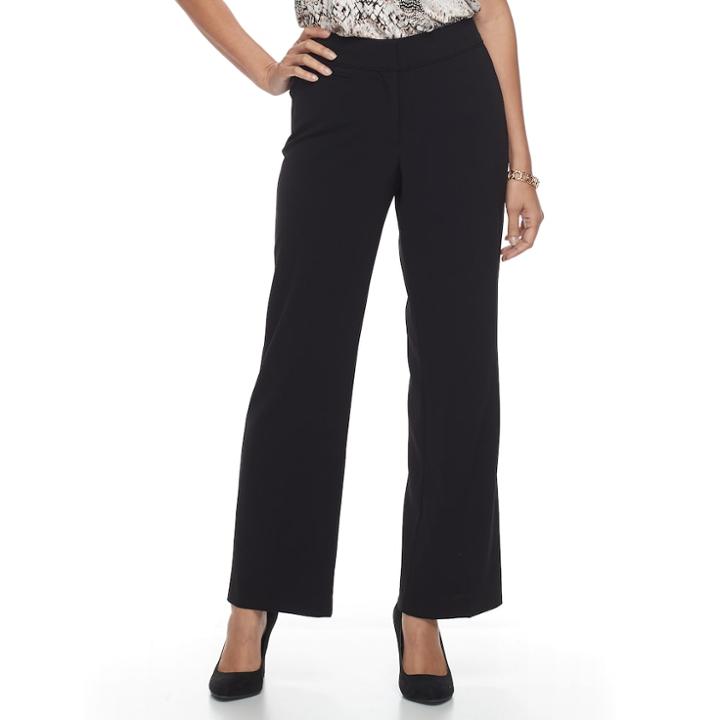 Petite Dana Buchman Stretch Piped Pants, Women's, Size: 6 Petite, Black