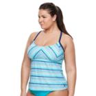 Plus Size Adidas Strike A Pose Tankini Top, Women's, Size: 2xl, Turquoise/blue (turq/aqua)