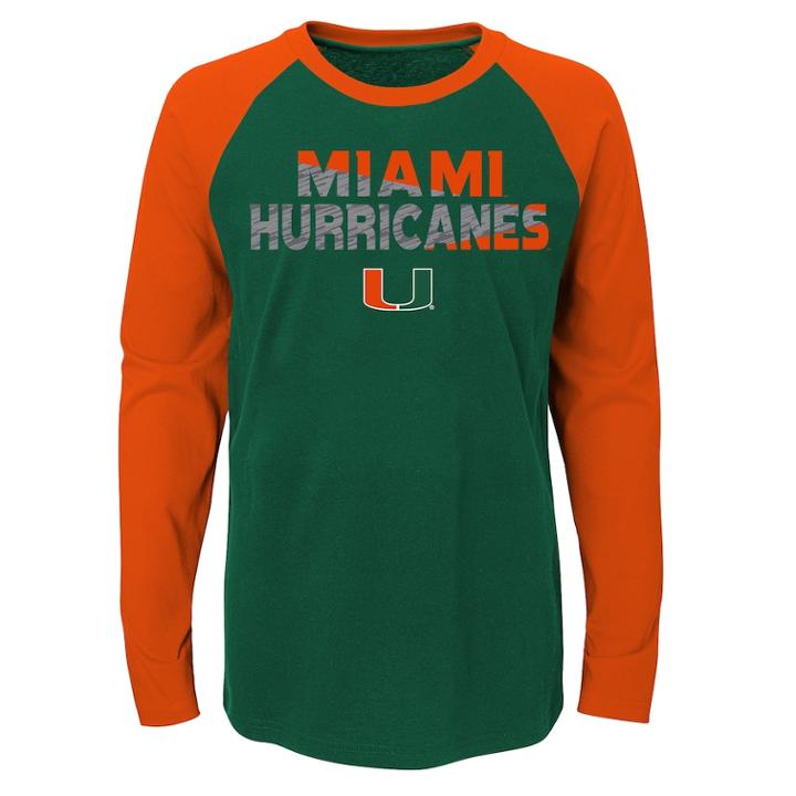 Boys 4-18 Miami Hurricanes Flux Tee, Size: 12-14, Dark Green