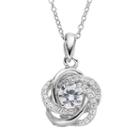 Cubic Zirconia Sterling Silver Flower Love Knot Pendant Necklace, Women's, Size: 18, Grey