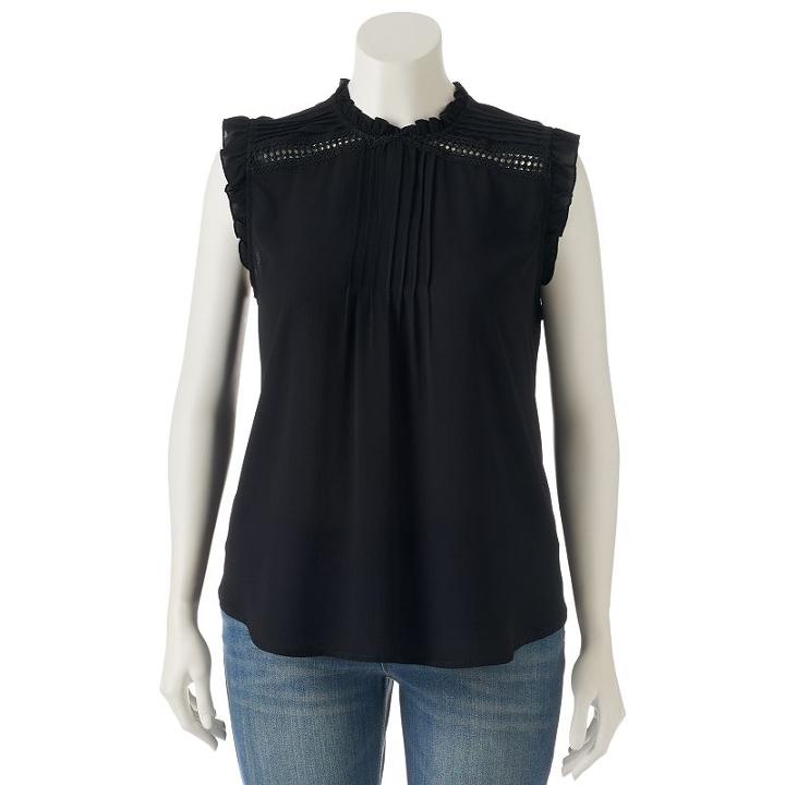 Juniors' Plus Size Heartsoul Ruffle Mockneck Top, Teens, Size: 1xl, Black