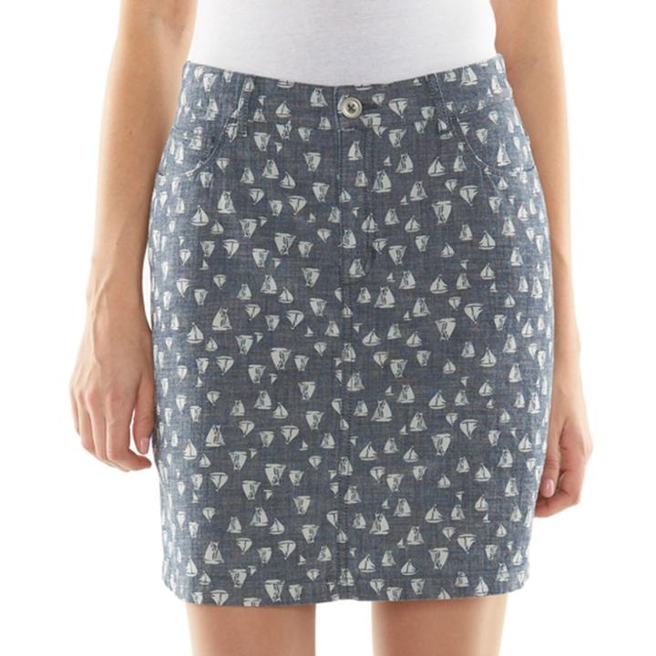 Croft & Barrow&reg; Secretly Slimming Sailboat Chambray Skort - Women's, Size: 14, Med Blue