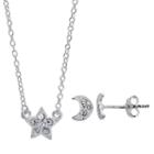 Itsy Bitsy Crystal Star Necklace & Moon Earring Set, Women's, White