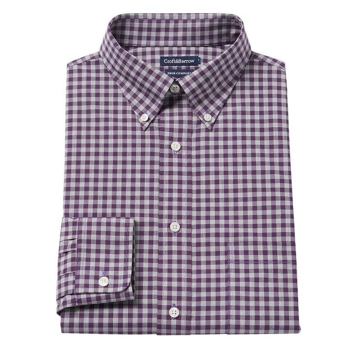 Big & Tall Croft & Barrow&reg; True Comfort Regular-fit Dress Shirt, Men's, Size: 20 36/7b, Purple