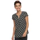 Women's Croft & Barrow&reg; Print Henley Top, Size: Xl, Black