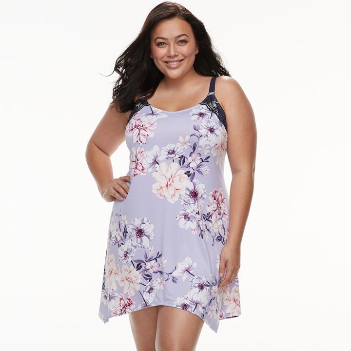 Plus Size Apt. 9&reg; Floral Handkerchief Hem Chemise, Women's, Size: 3xl, Lt Purple