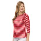 Women's Izod Lace-trim Boatneck Tee, Size: Medium, Red